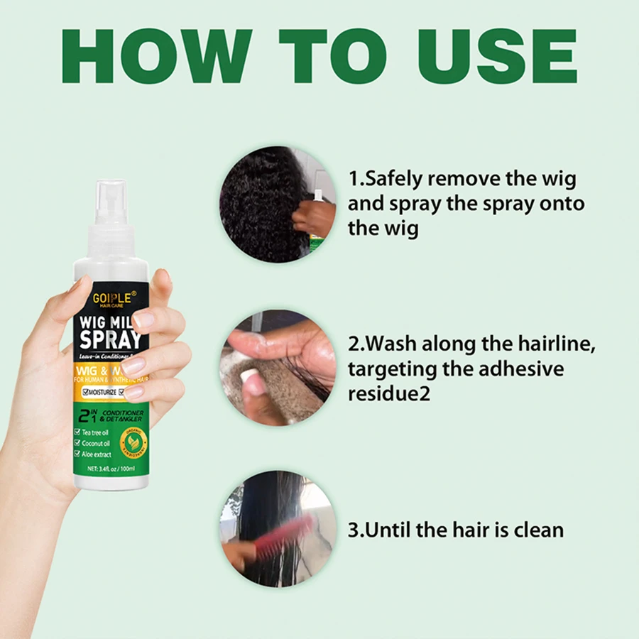 100ml Wig Milk Spray Moisturizing Care Spray for Wig Synthetic Hair Prevent Frizz Leave-in Conditioner for Wigs Smooth and Shine thumbnail 6