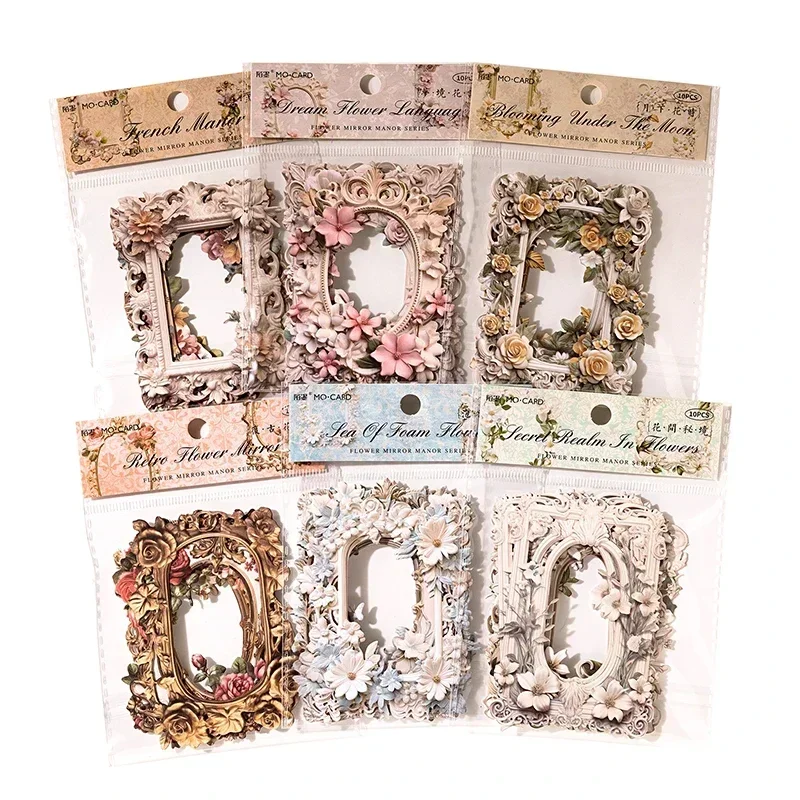 10pcs Collage Card Decor Junk DIY  Frame Cutout Journal Scrapbooking Aesthetic Flowers Stationery Craft Paper 135*103MM thumbnail 2
