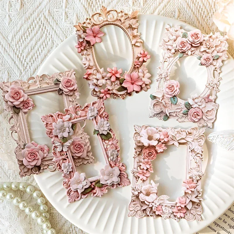 10pcs Collage Card Decor Junk DIY  Frame Cutout Journal Scrapbooking Aesthetic Flowers Stationery Craft Paper 135*103MM thumbnail 3