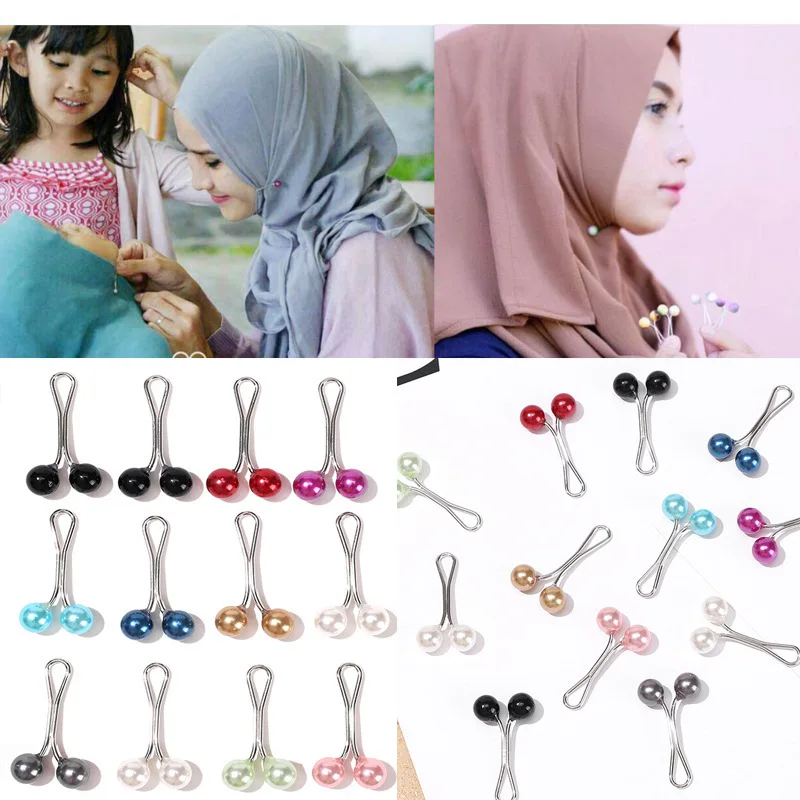 36/24/12/6PCS Pearls Pins Muslim Women Shawl Scarf Clips Lady Scarves Hijab For Women Pearl Brooch Pin Multicolor Hijab Clips thumbnail 2