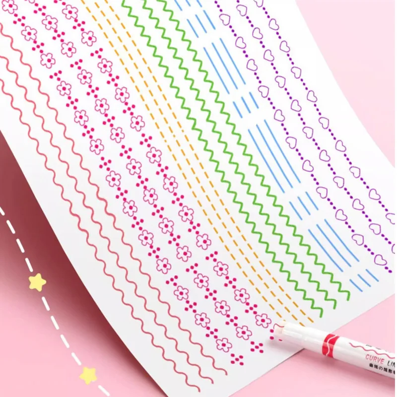 6Pcs/Box Colorful Roller Pattern Pens for Creative Journal Students Highlighter Marker Pens Planners Hand Account Graffiti Tools thumbnail 3