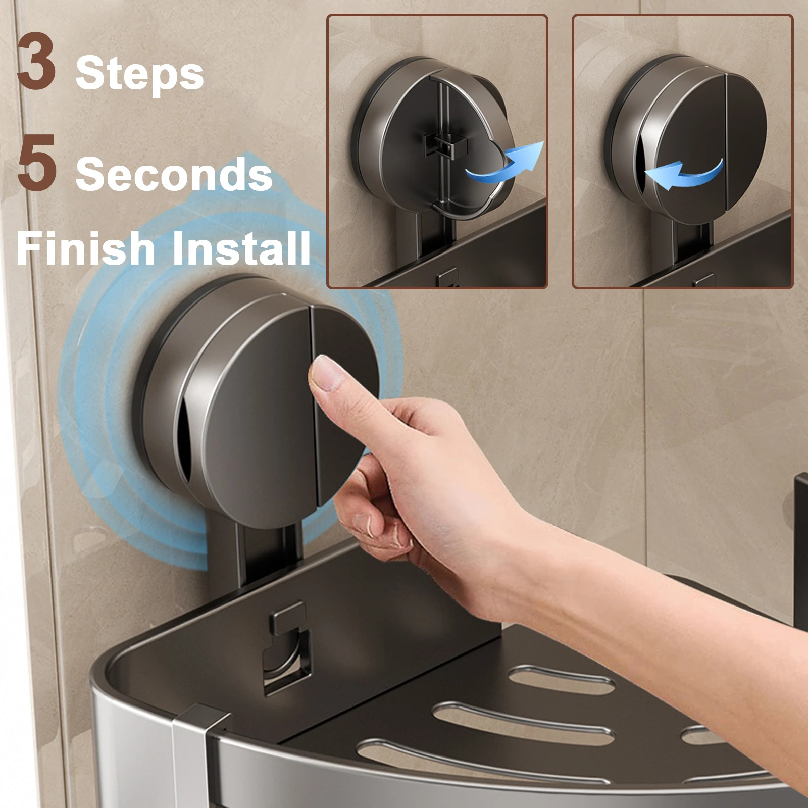 Bathroom Shelf for Shower Wall Mounted Shampoo Bottle Orangizer Shower Corner Rack Storage Punch-free Bathroom Accessories thumbnail 3