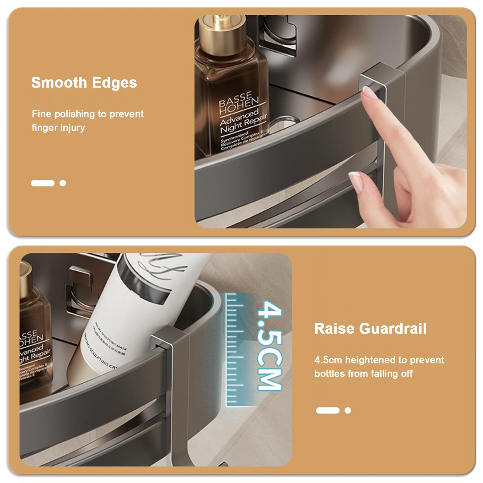 Bathroom Shelf for Shower Wall Mounted Shampoo Bottle Orangizer Shower Corner Rack Storage Punch-free Bathroom Accessories thumbnail 6