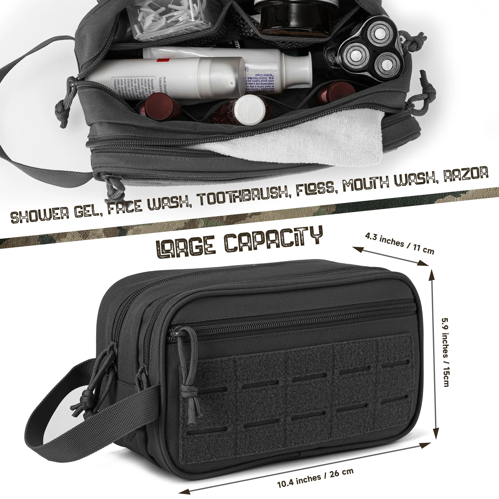 Tactical Toiletry Bag For Men Hygiene Bag Mens Shaving Kit Travel shower Makeup makeup pouch cosmetic organizer bags thumbnail 2