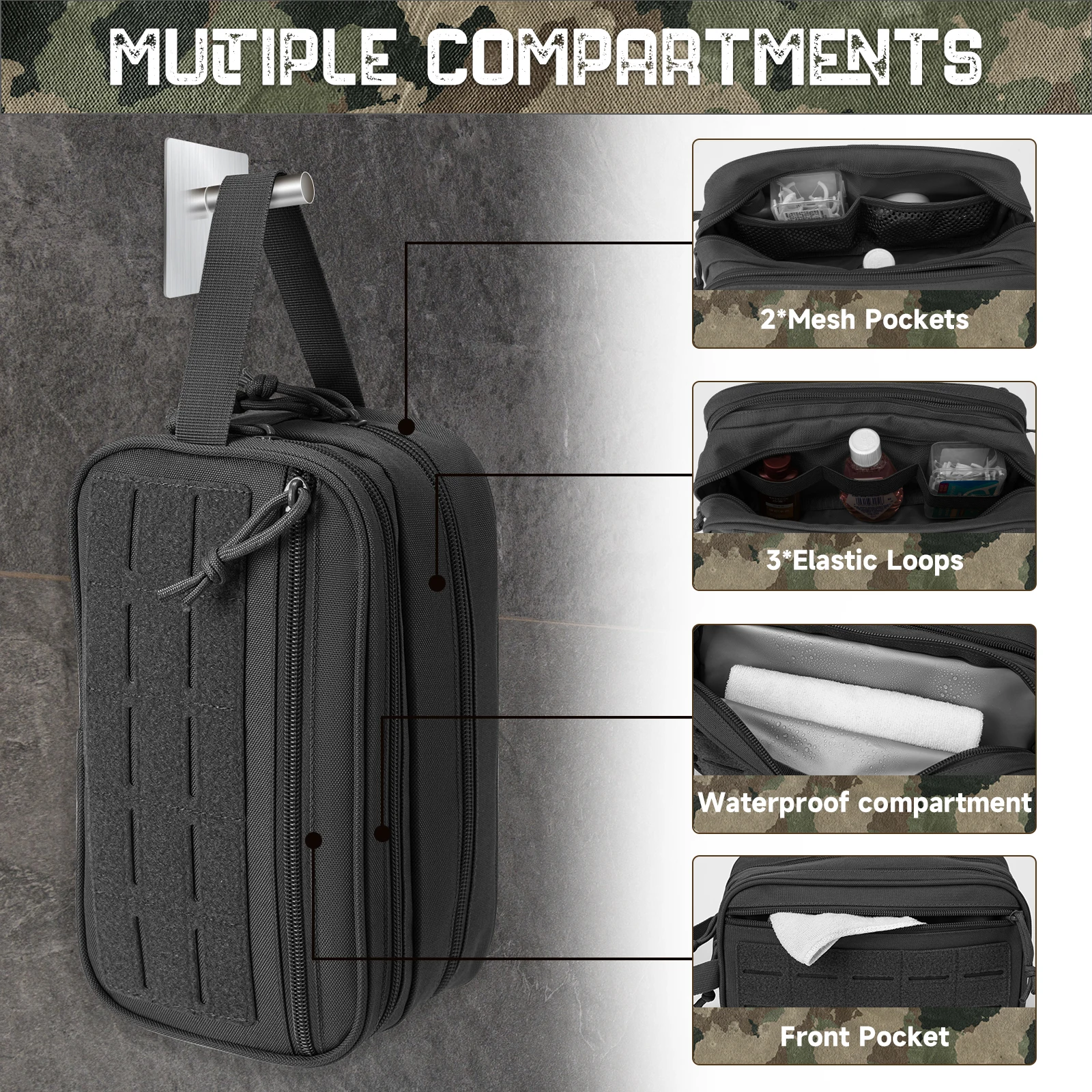 Tactical Toiletry Bag For Men Hygiene Bag Mens Shaving Kit Travel shower Makeup makeup pouch cosmetic organizer bags thumbnail 4