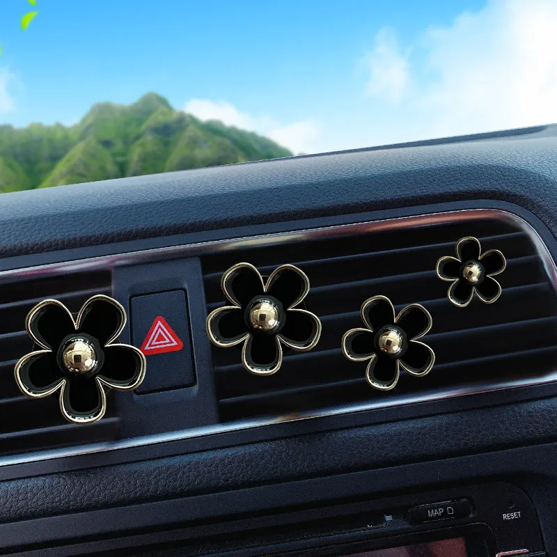 4PCs Flower Car Outlet Vent Perfume Clips Air Freshener Diffuser Conditioning Aromatherapy Perfume Clip Car Interior Decoration thumbnail 2