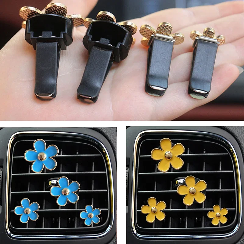 4PCs Flower Car Outlet Vent Perfume Clips Air Freshener Diffuser Conditioning Aromatherapy Perfume Clip Car Interior Decoration thumbnail 4