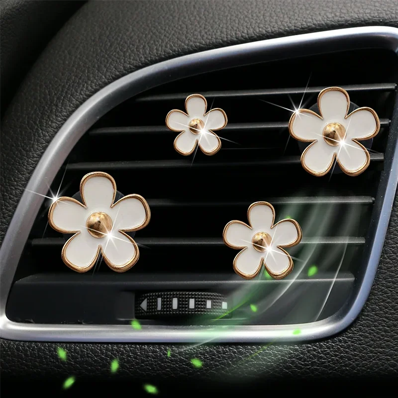 4PCs Flower Car Outlet Vent Perfume Clips Air Freshener Diffuser Conditioning Aromatherapy Perfume Clip Car Interior Decoration thumbnail 3
