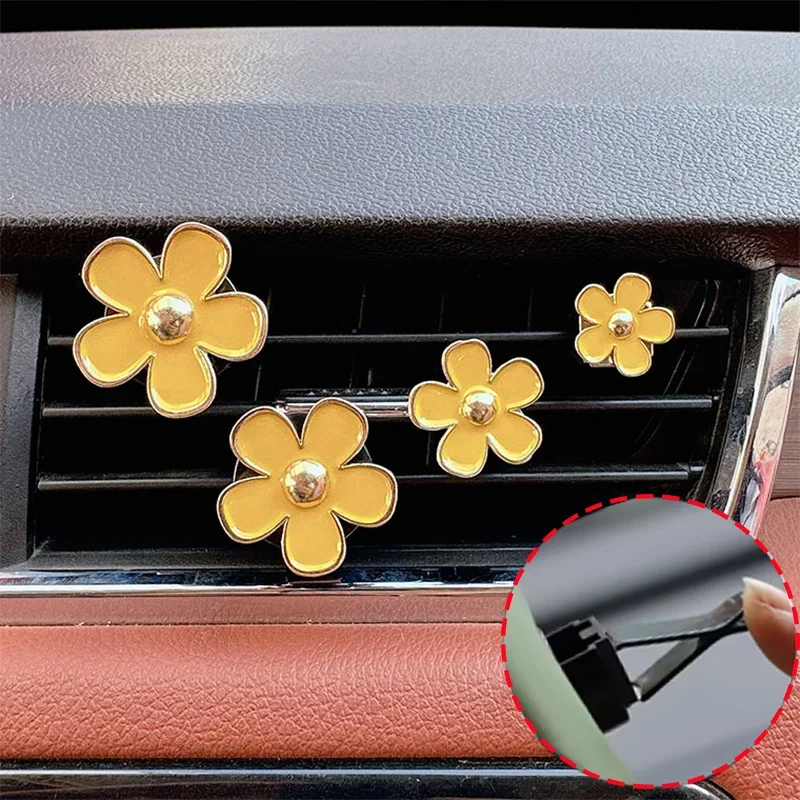 4PCs Flower Car Outlet Vent Perfume Clips Air Freshener Diffuser Conditioning Aromatherapy Perfume Clip Car Interior Decoration thumbnail 5