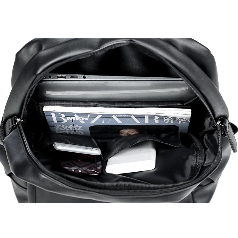 Men Backpack Pu Leather Fashion Waterproof Travel Bag Casual 14 inch laptop backpack thumbnail 5
