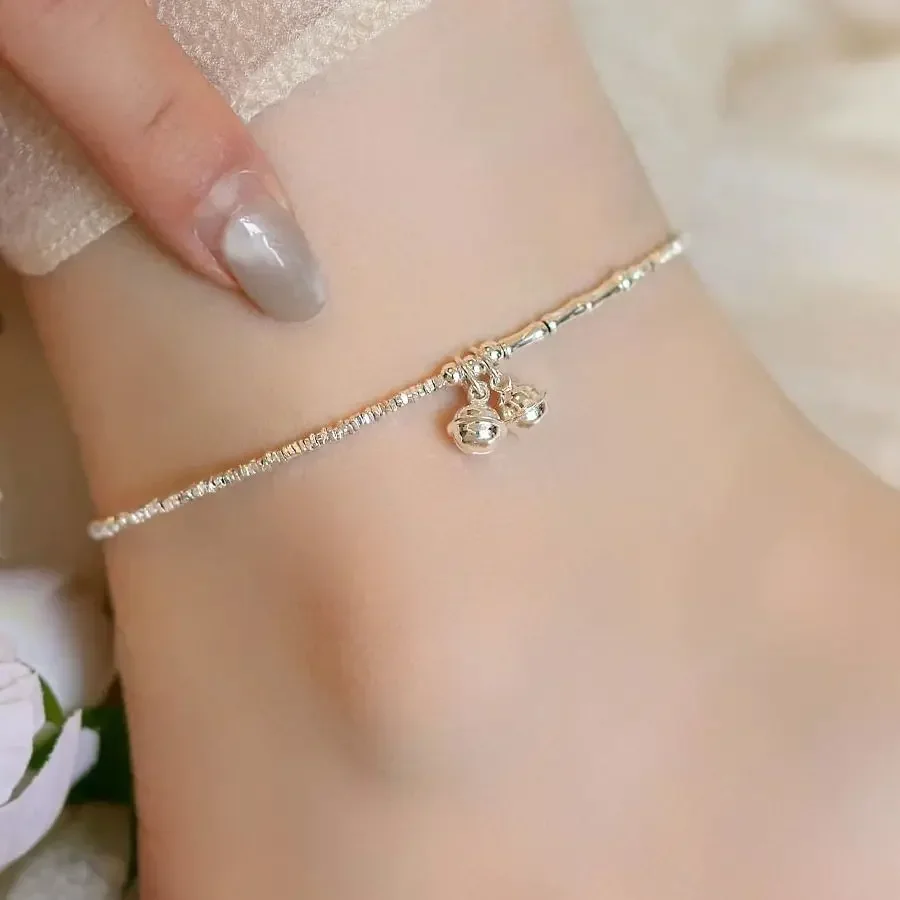 Silver Color Small Bell Bamboo Nodes Charm Anklets for Women Trendy Fashion Jewelry Classic Geometric Accessories thumbnail 2