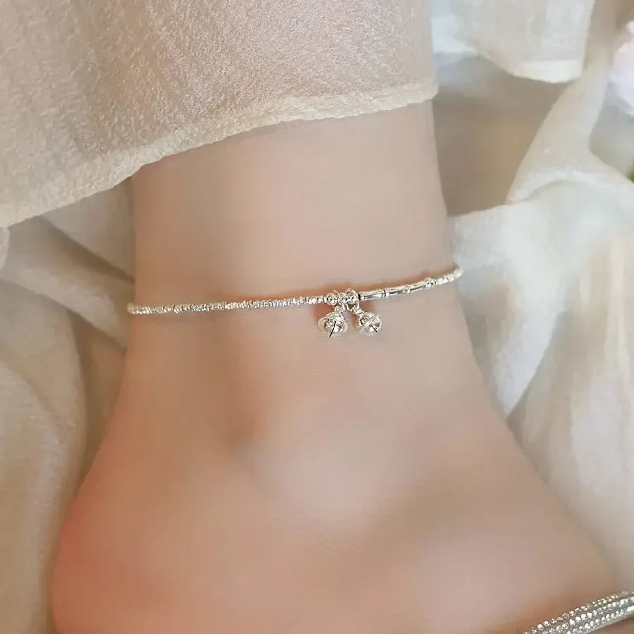 Silver Color Small Bell Bamboo Nodes Charm Anklets for Women Trendy Fashion Jewelry Classic Geometric Accessories thumbnail 5