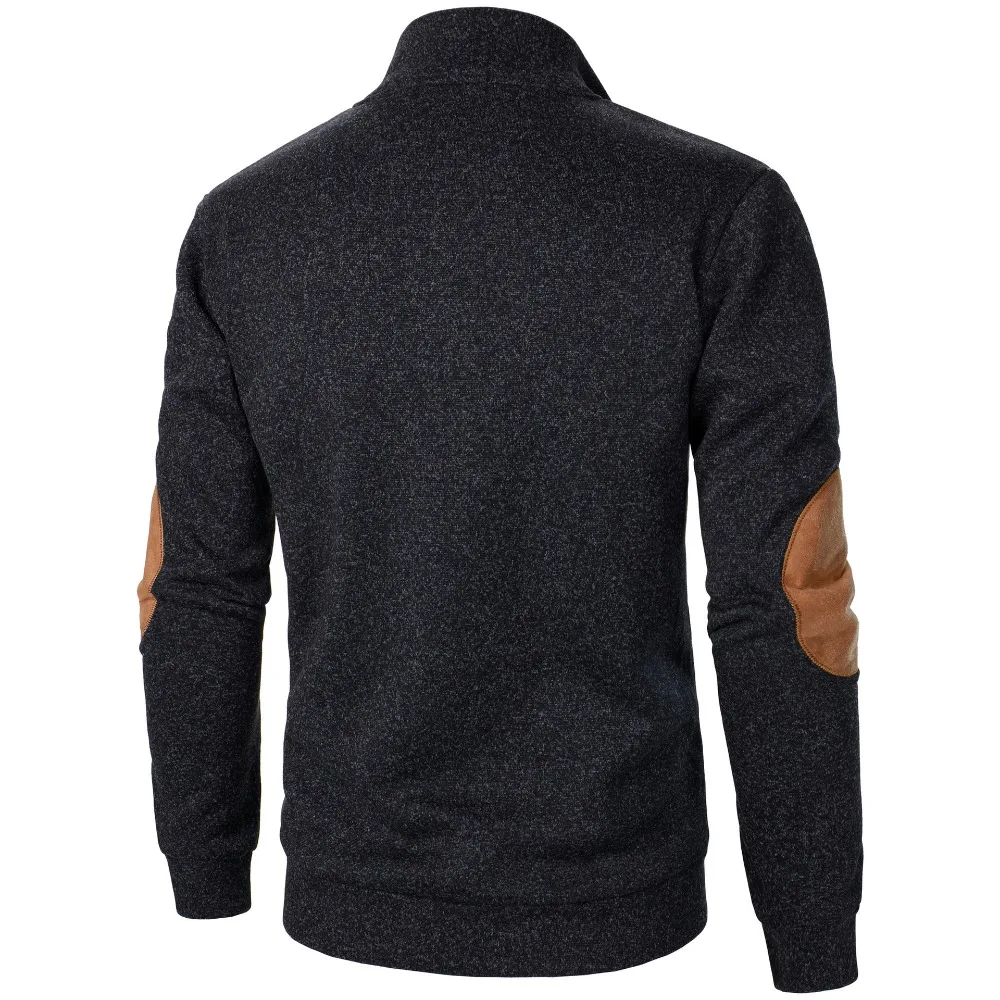 Men's Autumn Sweatshirt Patchwork Contrast Color Hoodies Stand Collar Men Botton Down Vintage Pullovers thumbnail 4