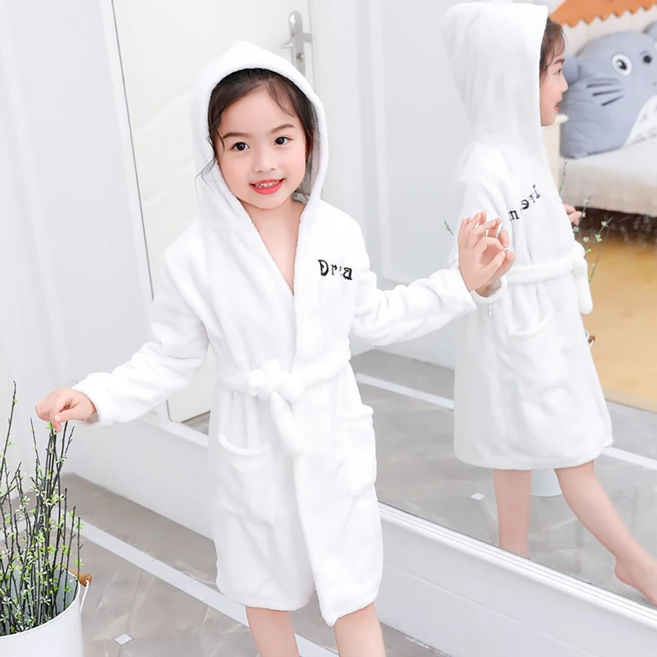 Warm and Comfort Kids Hooded Cartoon Pajamas Fleece Bath Robes Unisex Children Sleepwear for Comfortable Sleep and Relaxation thumbnail 2