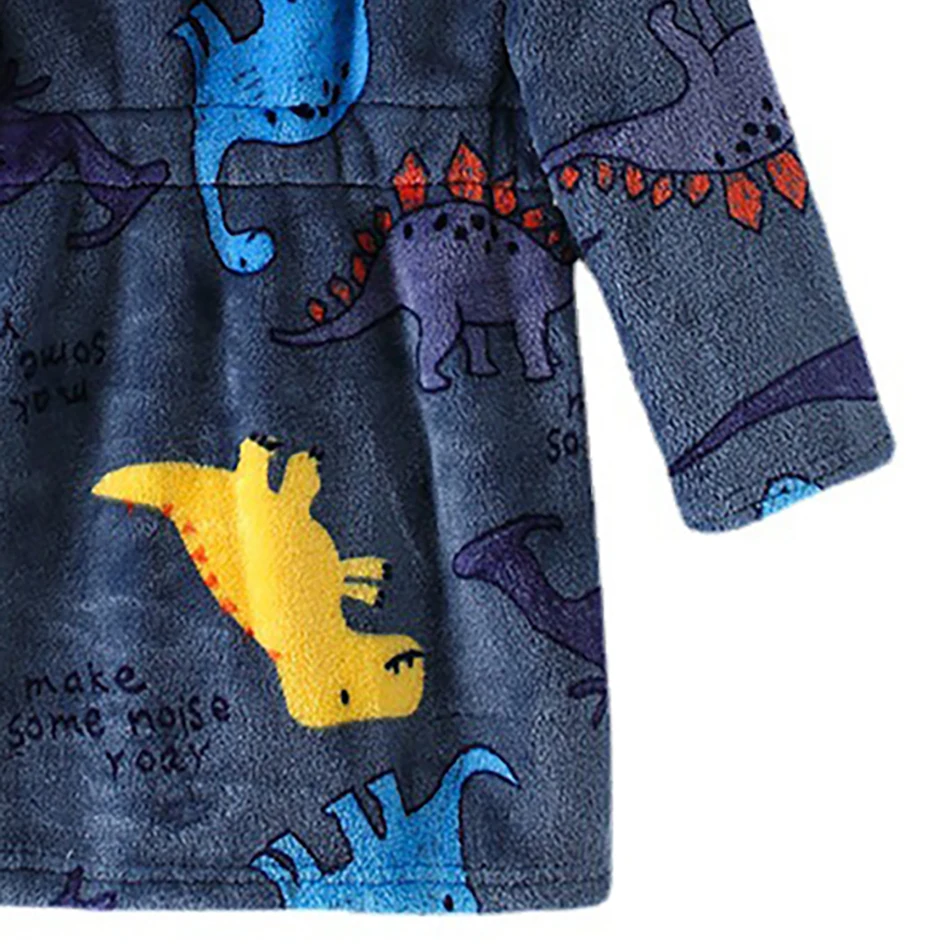 Warm and Comfort Kids Hooded Cartoon Pajamas Fleece Bath Robes Unisex Children Sleepwear for Comfortable Sleep and Relaxation thumbnail 6