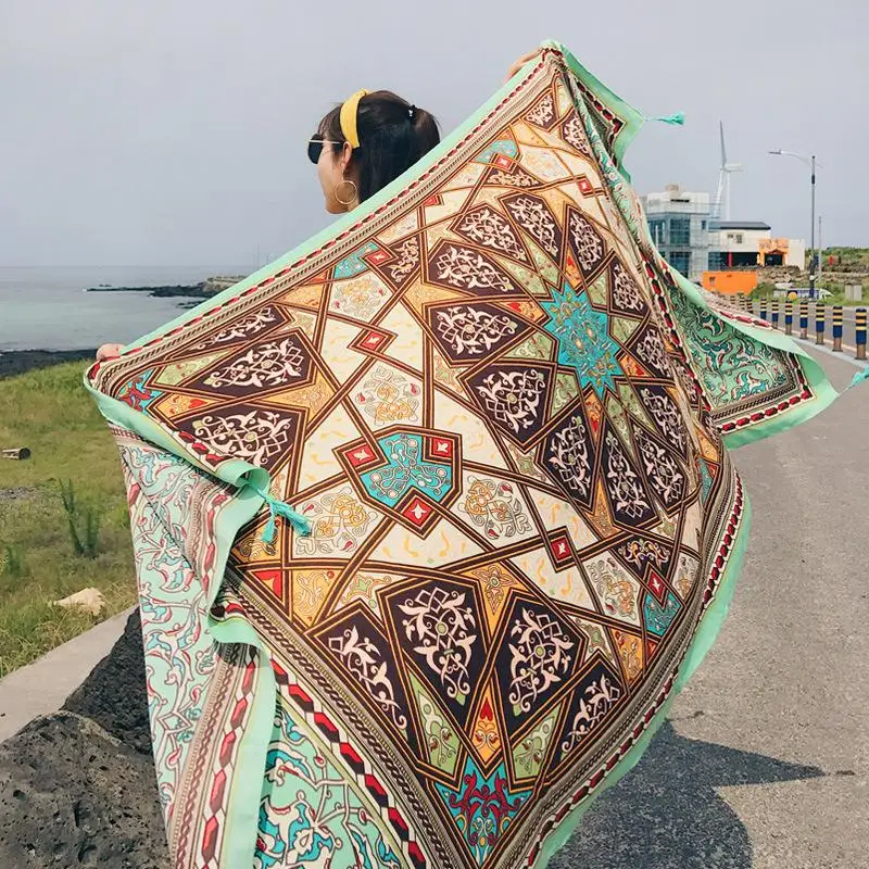 Fashions 90x180cm Twill Cotton Pareo Beach Cover-Ups Women Large Beach Dress Bikini Bathing Swimwear Cover Up Sarong Wrap Scarf thumbnail 4