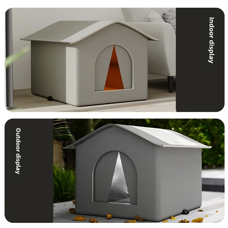 Stray Cat dog House Waterproof Outdoor Winter Warm Pet Cave Sleeping Beds Home Foldable Washable for Small Dog Puppy Supplies thumbnail 5