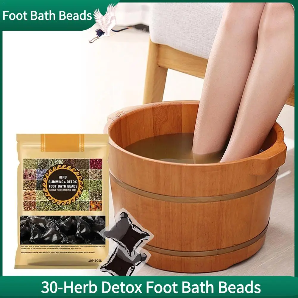 30-Herb Detox Foot Bath Beads  Promote Blood Circulation Improve Sleep Stress Remove Moisture Detox Shaping Cleansing Foot Soak