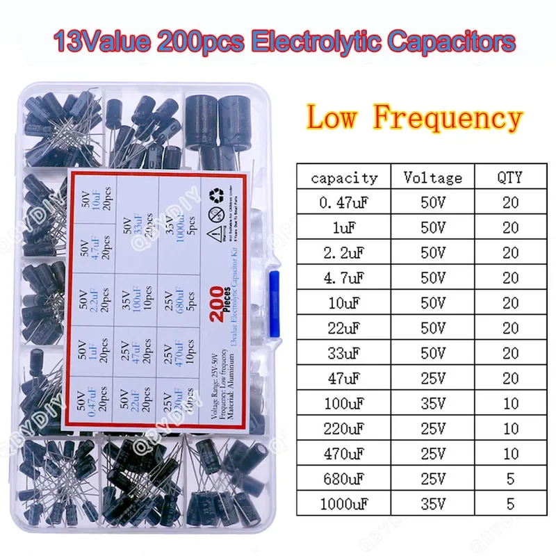 16V 25V 35V 50V 100V 400V 0.1uF-1500uF DIP SMD Electrolytic Capacitors Assortment Kit Set thumbnail 5
