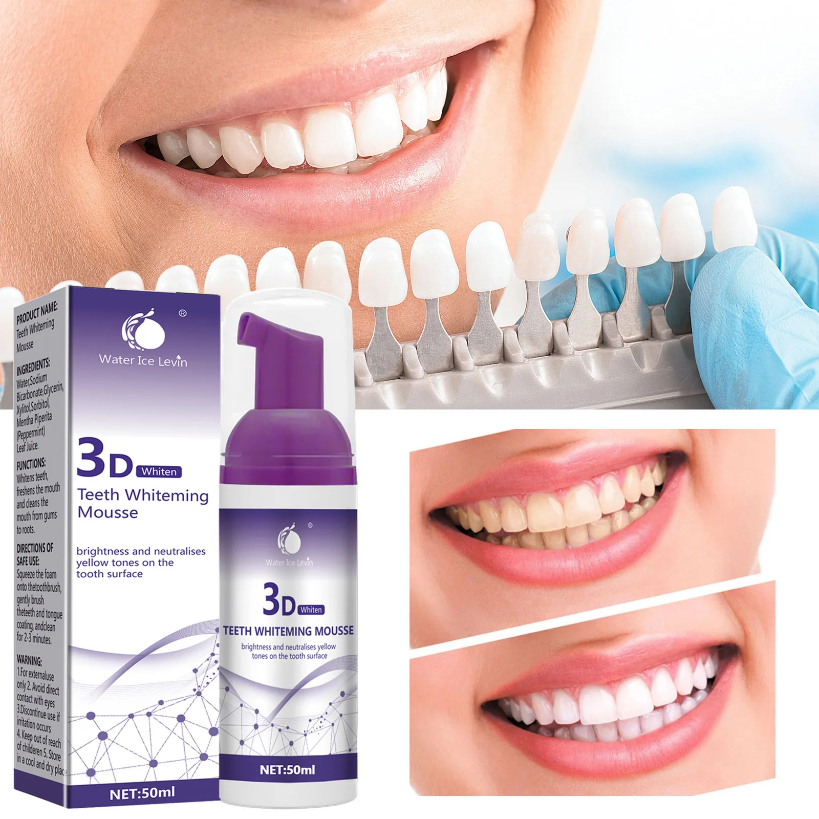 50ml 3D Mousse Toothpaste Teeth Whitening Removing Yellow Teeth Cleaning Tooth Stain Oral Fresh Tooth Care Product 2024 New thumbnail 5