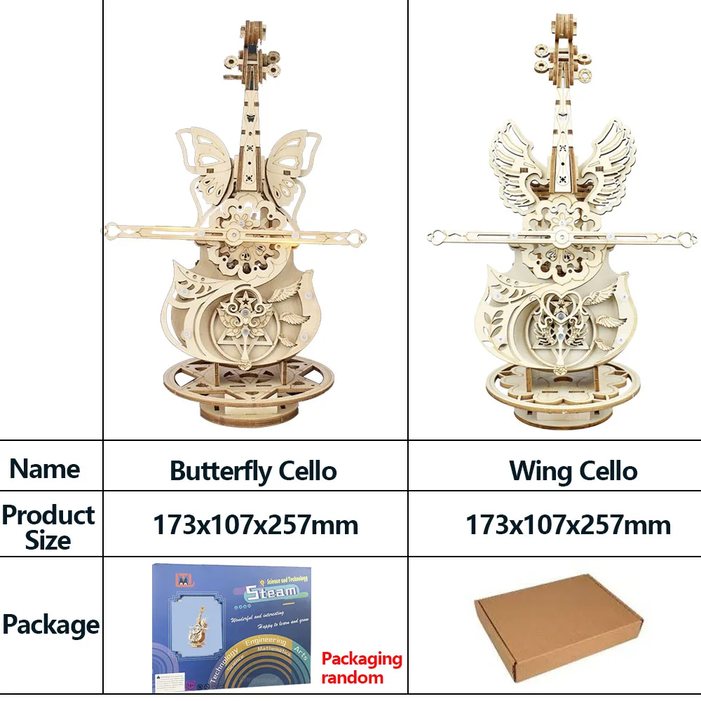 3D Puzzle Wooden Cello Model DIY Assembly Violin Music Box Building Kits Home Living Room Decor Crafts Gift for Adults Kids thumbnail 5