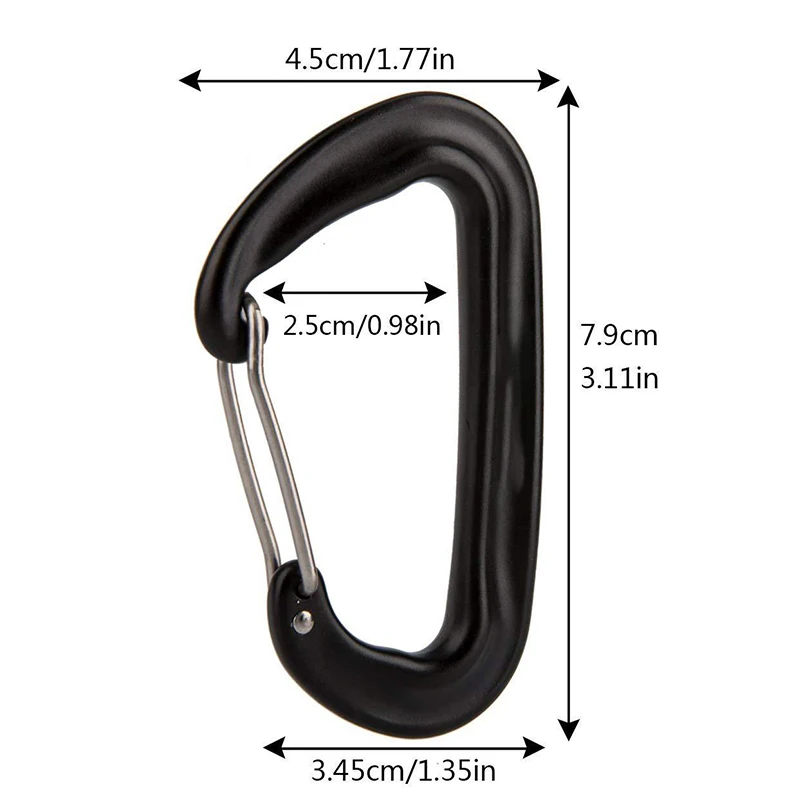 12KN Small Climbing Carabiner D-Shape Mountaineering Buckle Hook Safety Lock Outdoor Camping Hiking Key Chain thumbnail 2