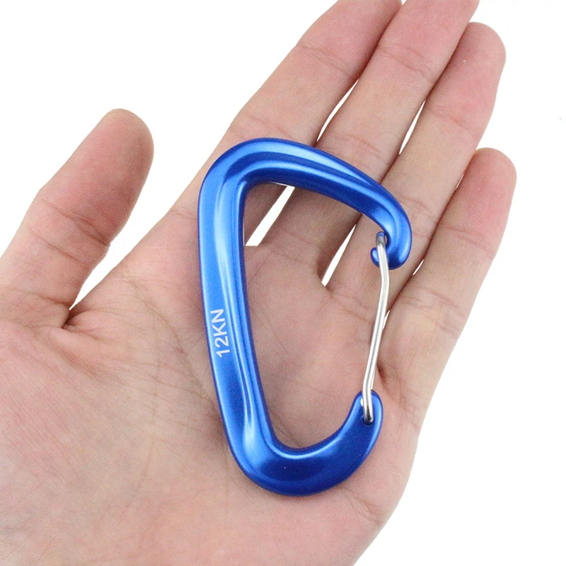 12KN Small Climbing Carabiner D-Shape Mountaineering Buckle Hook Safety Lock Outdoor Camping Hiking Key Chain thumbnail 5