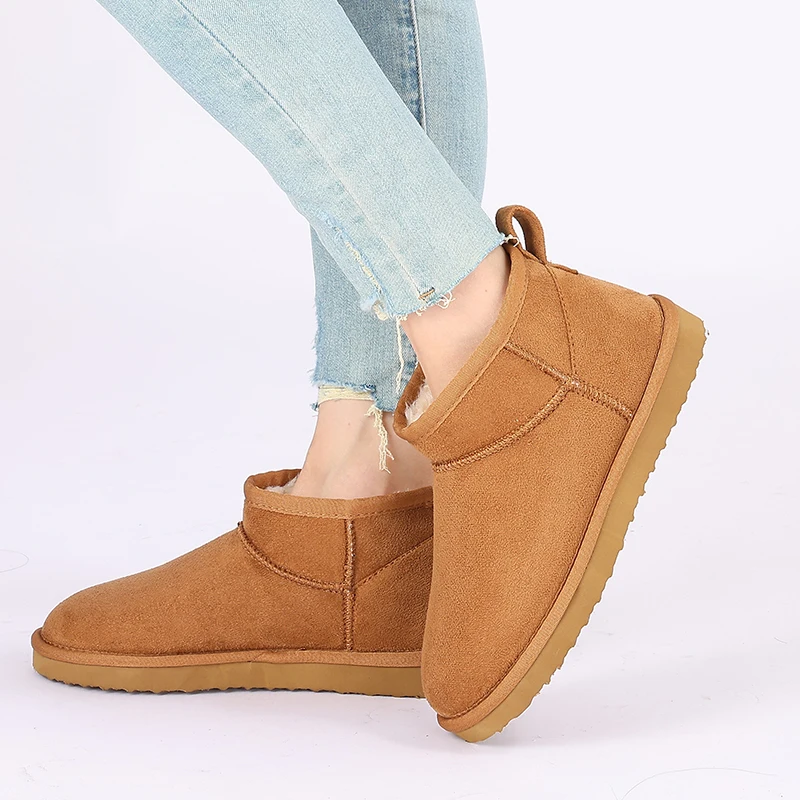 Smile PoP New Winter Cotton Women Boots Warm Suede Women Shoes Casual Plush Mini Cotton Snow Boots Nonslip Furry Ankle Shoes thumbnail 5