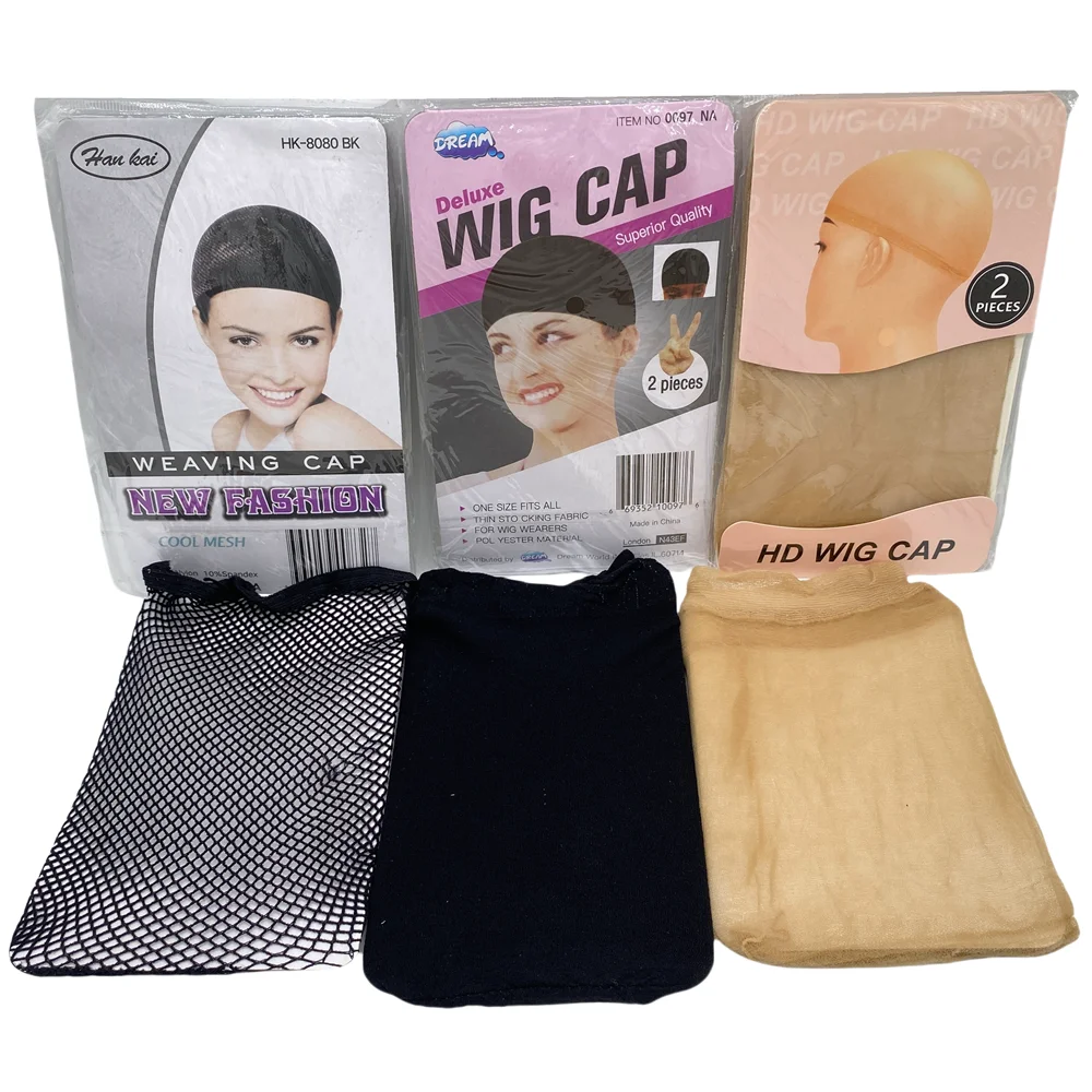 2 Pieces/pack Cheap Hair New Stocking Cap For Wigs Net For Wigs Bald Cap Nylon Stocking Wig Cap Stretchy thumbnail 2