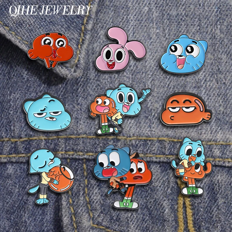 Cartoon Comedy Animated Character Badge Enamel Pins Custom Cute Cat Metal Brooches Backpack Lapel Badge Children's Jewelry Gifts