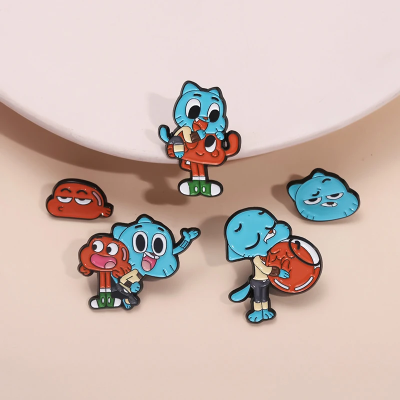 Cartoon Comedy Animated Character Badge Enamel Pins Custom Cute Cat Metal Brooches Backpack Lapel Badge Children's Jewelry Gifts thumbnail 3
