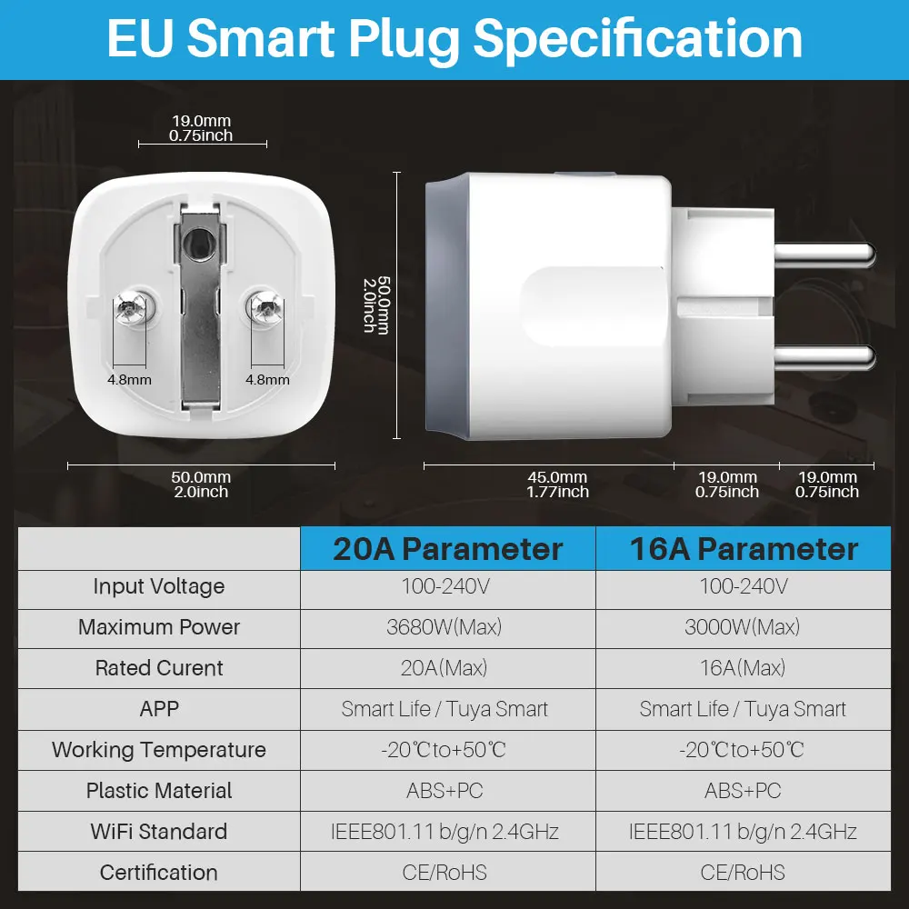 Tuya WiFi smart plug 16/20A Smart Socket Remote Control Timing Support Alexa Google Assistant Voice Control thumbnail 2