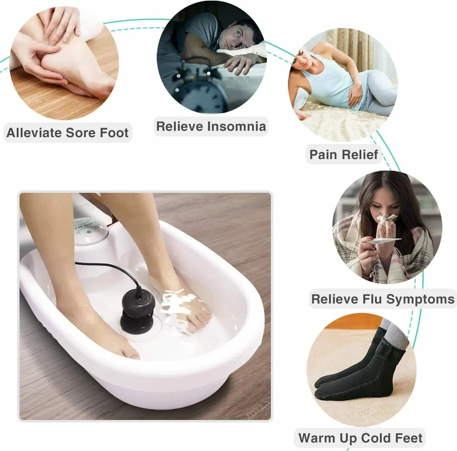 Detox Ion Foot Spa Bath Basin for FootBath Cleanse Footspa Vibration Best Foot Bath Arrays Aqua Fold Basin Health Care Therapy thumbnail 2