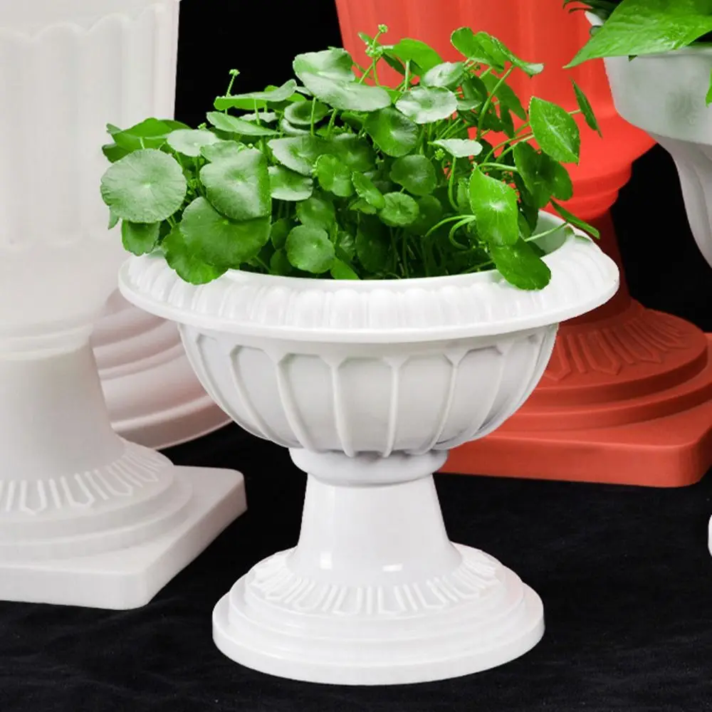 Plant Holder White Roman Plant Flower Pot Plastic Romantic Flower Planter Retro Porch Planter Wedding Road thumbnail 3