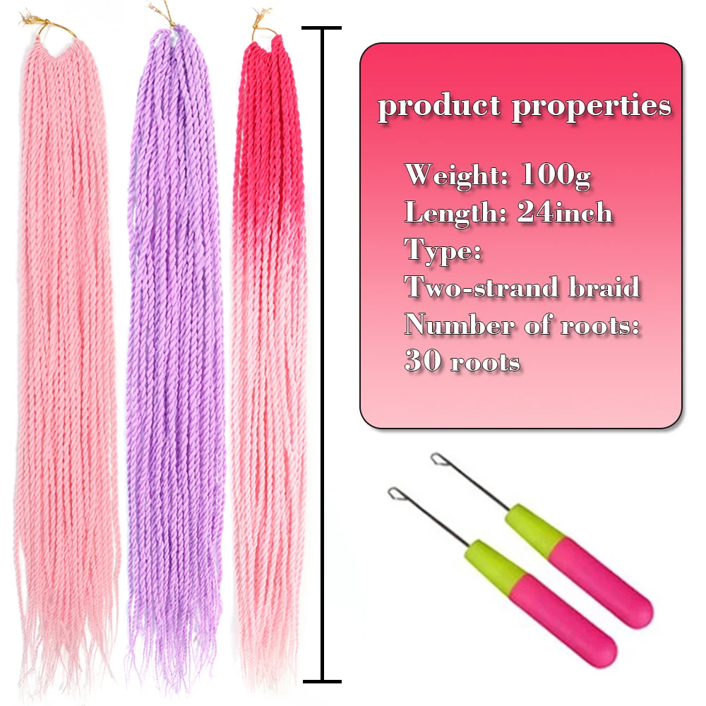 Senegalese Twist Hair Crochet Braided 24inch Synthetic Dreadlocks Crochet Hair Braids 30 Roots/Pack Senegalese Twist Box Braids thumbnail 5