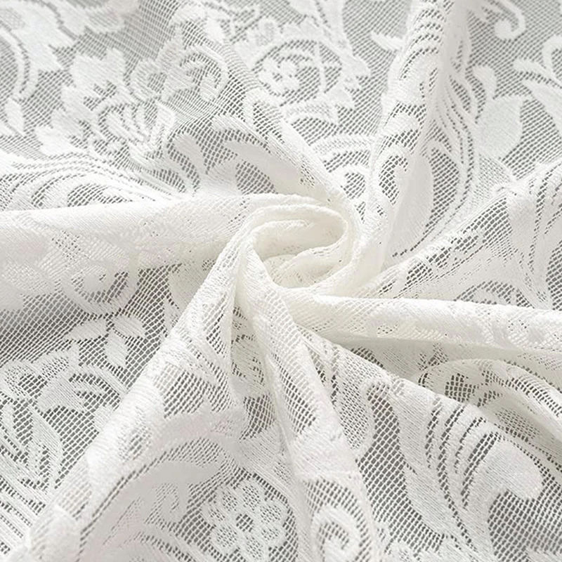 European-Style Lace Curtains, White Warp-Knitted Window Screens, Fresh Pastoral Door Curtains for Living Room, Bedroom, and Bay Windows, Ready-Made thumbnail 5
