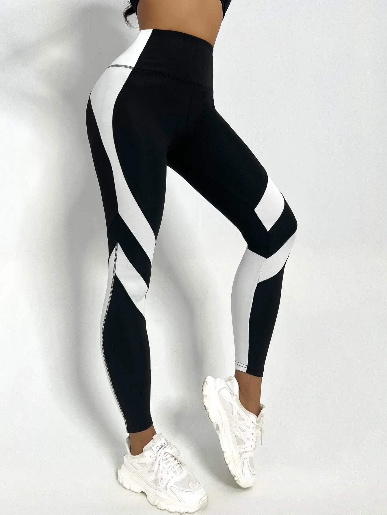 Two Tone Yoga Leggings Tummy Control Sports Tights thumbnail 3