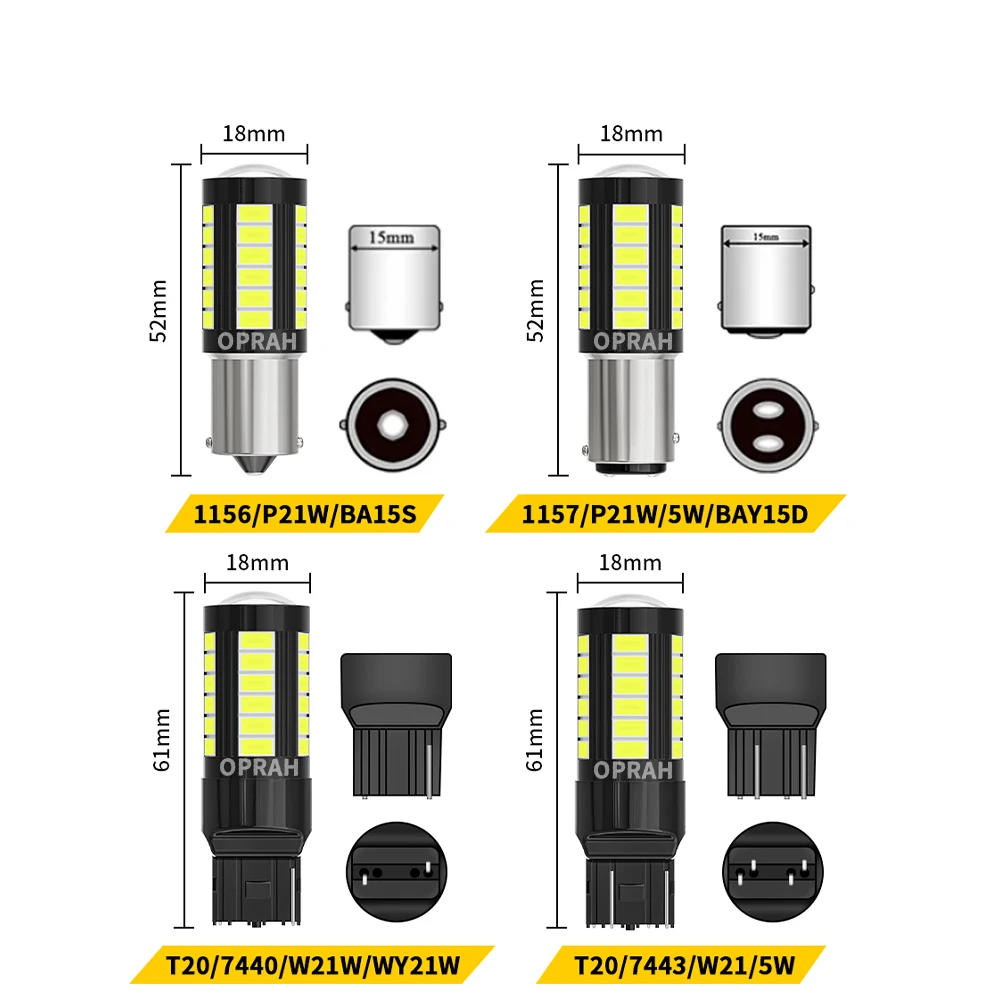 10pcs LED Car Truck Signal Lights 12V 24V Canbus BAU15S PY21W P21W 1157 BAY15D Bulb 7440 7443 Bulb 5630SMD DRL Turn Signal Light thumbnail 3