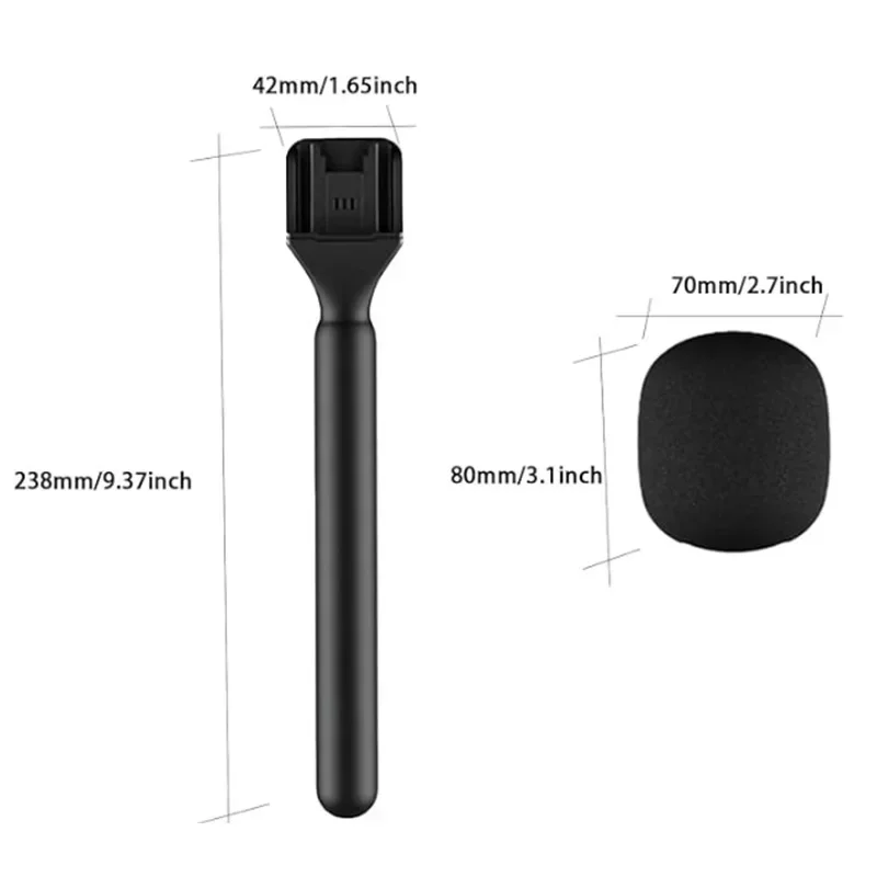 Handheld Wireless Interview Microphone Adapter with Windshield Foam for Rode GO II for DJI Mic 1 2 Wireless Lavalier Microphone thumbnail 4