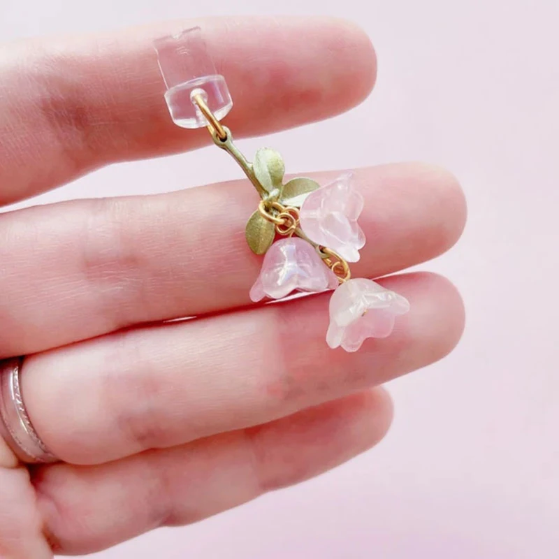 1PC For Phone/Type-C Interface Cute Pink Lily Of The Valley Phone Charm Flower Green Leaf Dust Plug DIY Accessories thumbnail 5