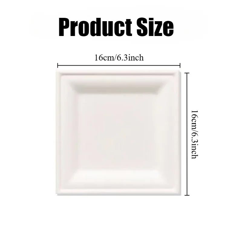 Disposable Square Plates Household Kitchen Restaurant Fruit Salad Dessert Appetizer Birthday Party Christmas Picnics Tableware thumbnail 2