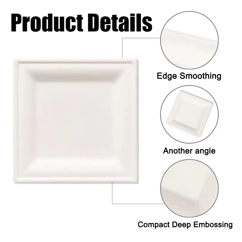 Disposable Square Plates Household Kitchen Restaurant Fruit Salad Dessert Appetizer Birthday Party Christmas Picnics Tableware thumbnail 3