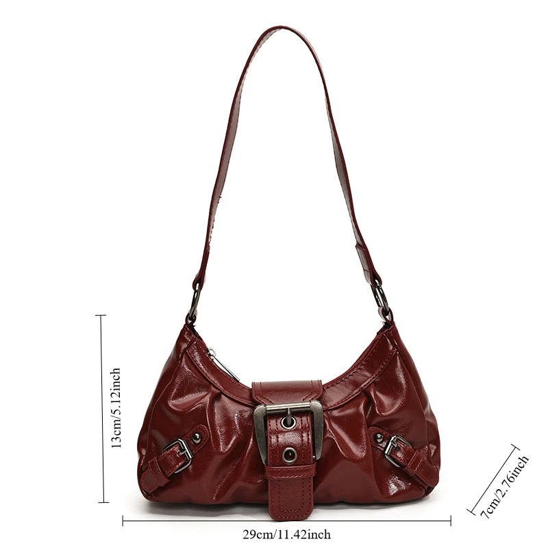 2025 Spring Hot Selling Maillard Style Retro Style Small Bag Spicy Girl Y2K Wasteland Style Vintage Leather Shoulder Armpit Bag thumbnail 6