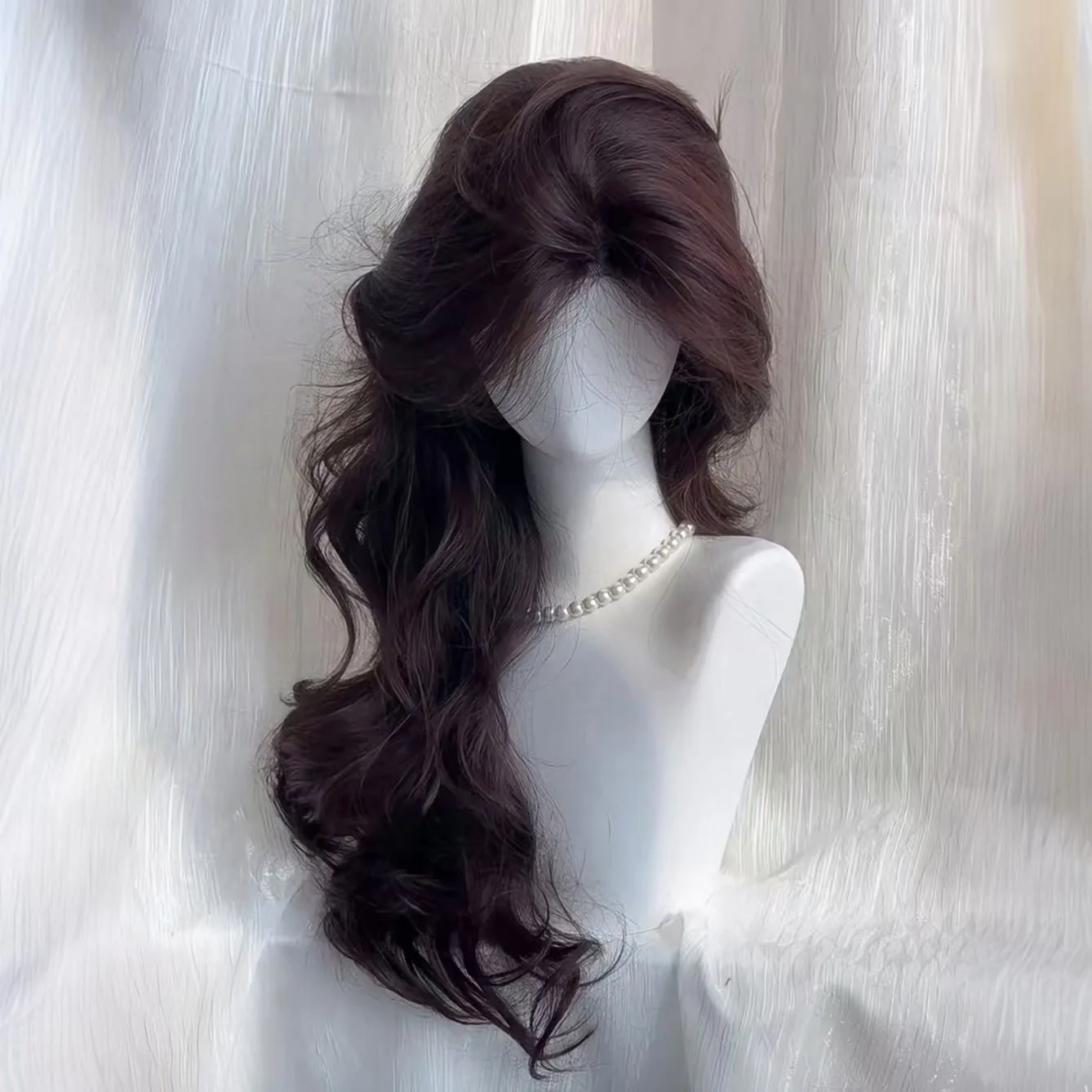 Lolita Black Wig for Women Long Wavy Hair 75cm Curly Wig with Bangs Cosplay Headband Wigs Synthetic Wigs for Daily Use thumbnail 6