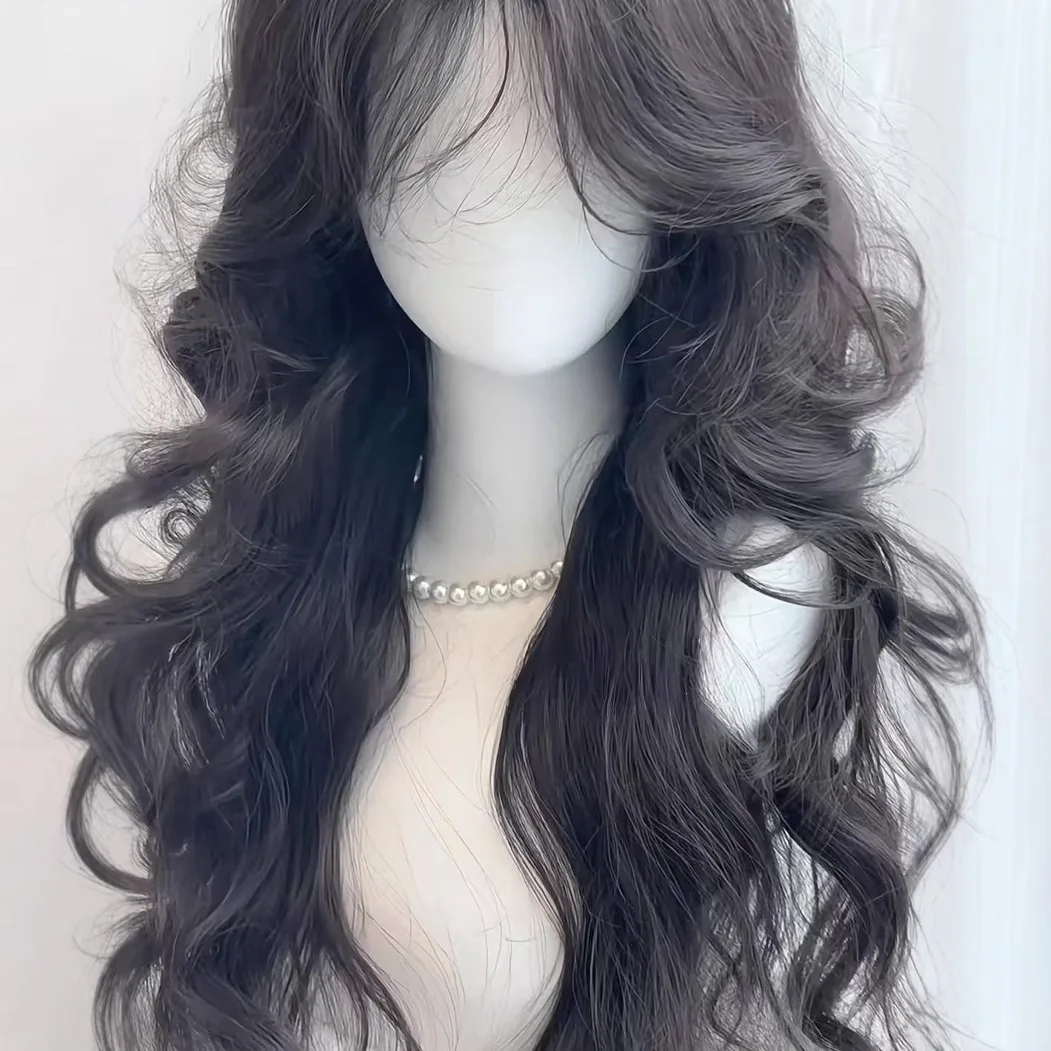 Lolita Black Wig for Women Long Wavy Hair 75cm Curly Wig with Bangs Cosplay Headband Wigs Synthetic Wigs for Daily Use thumbnail 4