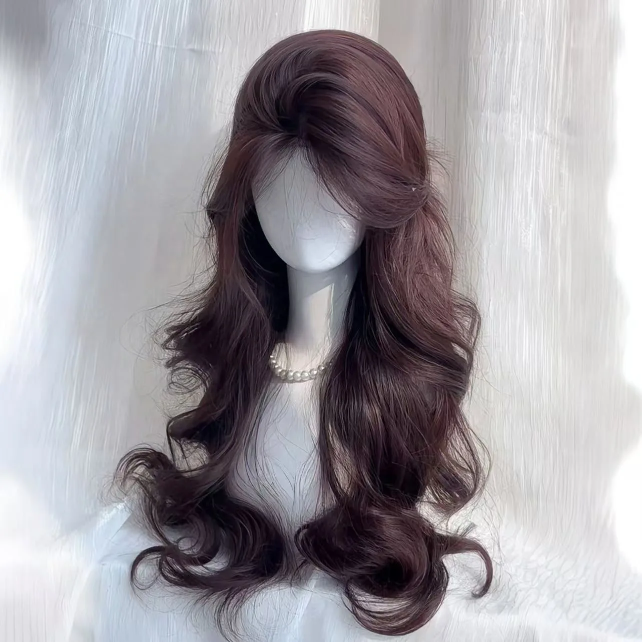 Lolita Black Wig for Women Long Wavy Hair 75cm Curly Wig with Bangs Cosplay Headband Wigs Synthetic Wigs for Daily Use thumbnail 5