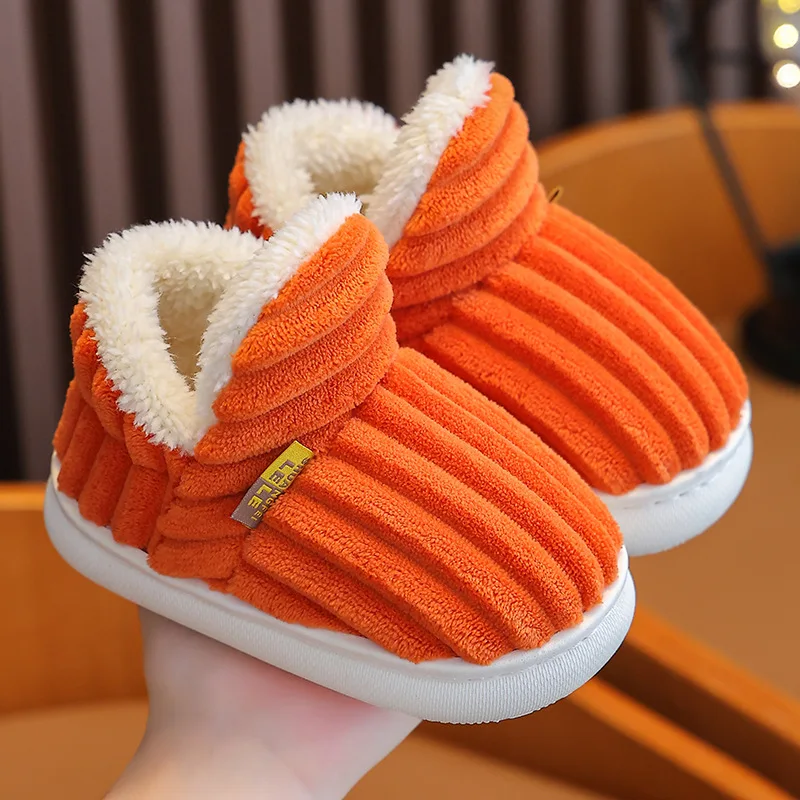 Bebealy Winter Children Shoes Outdoor Fuzzy Antiskid Cotton Slippers Indoor Soft Boys Slippers Classic Fur Girl House Slippers thumbnail 4