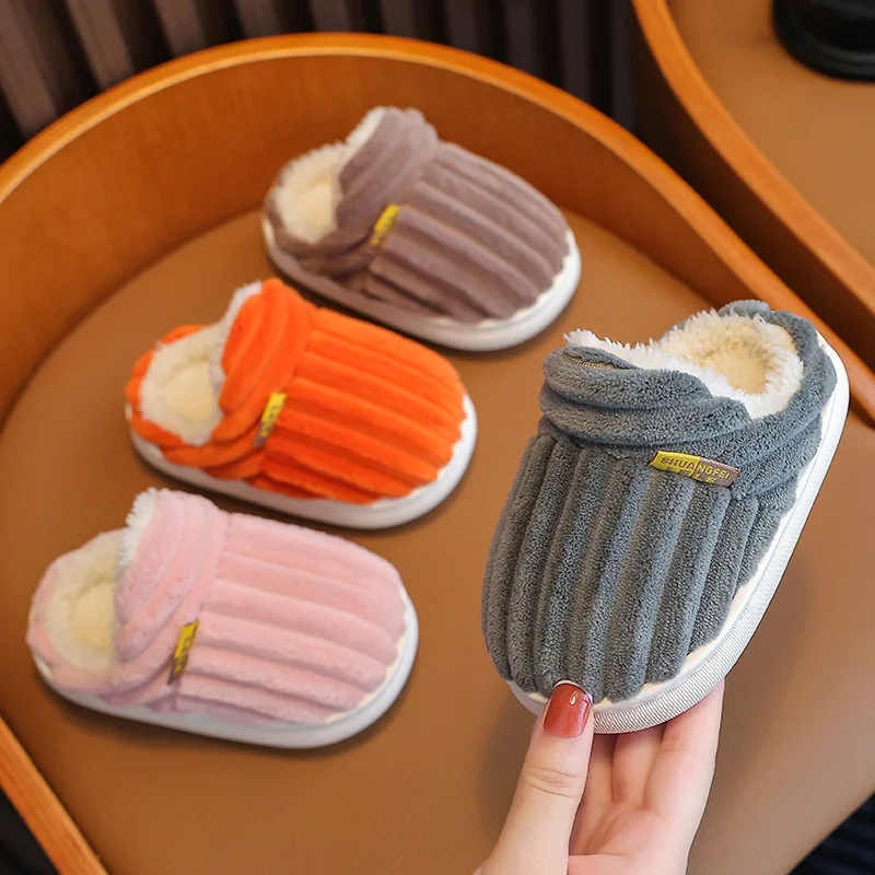 Bebealy Winter Children Shoes Outdoor Fuzzy Antiskid Cotton Slippers Indoor Soft Boys Slippers Classic Fur Girl House Slippers thumbnail 6
