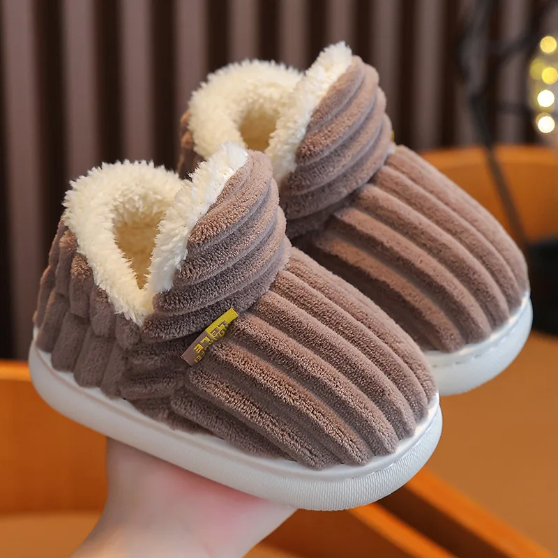 Bebealy Winter Children Shoes Outdoor Fuzzy Antiskid Cotton Slippers Indoor Soft Boys Slippers Classic Fur Girl House Slippers thumbnail 2