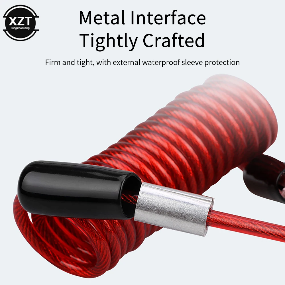 1.2m Safety Disc Brake Anti-theft Security Reminder Motorcycle Alarm Bold Spring Cable Helmet Wire Bicycle Lock Rope Bike Tool thumbnail 4